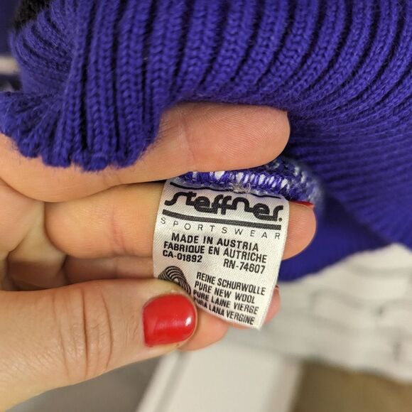 Vintage Steffner Virgin wool sweater, Christmas sweater, Snowflake ski sweater, - Picture 4 of 8